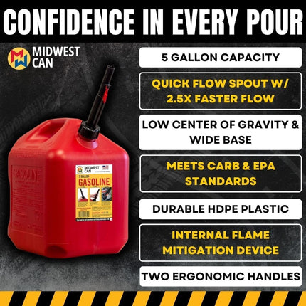 5-Gallon Safe-Flo Auto Shut Off Gas Can - Red