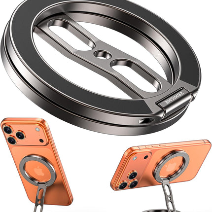 Grey Dual-Sided Magnetic Phone Ring Grip and Stand