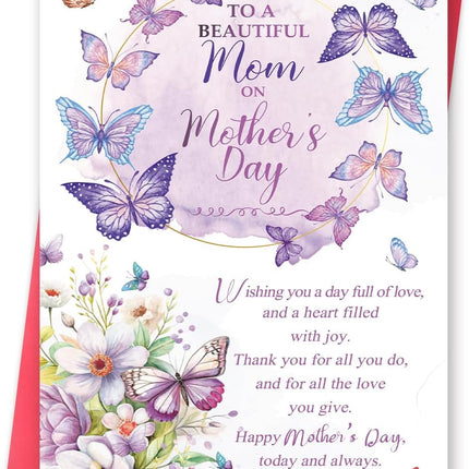 Mother's Day Floral Butterfly Greeting Card for Mom