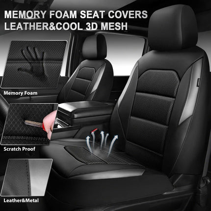 Memory Foam Front Car Seat Covers, Black/Grey