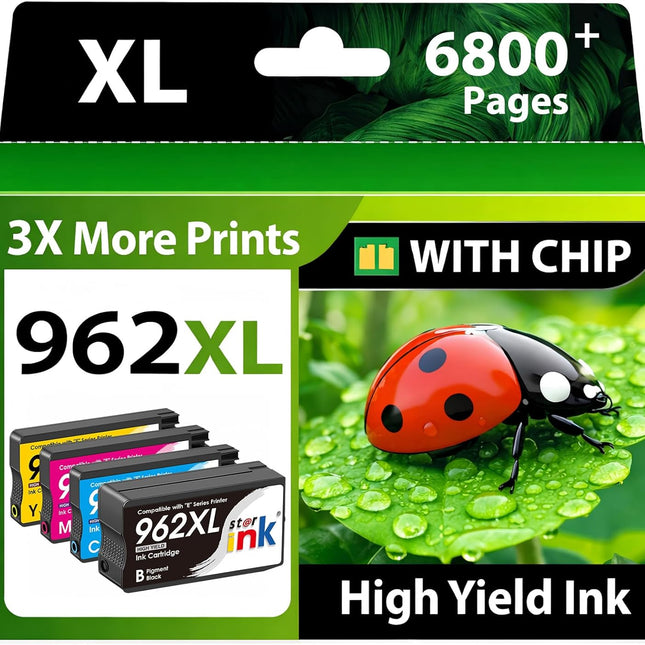 962XL Compatible Ink Cartridge Combo Pack, BK/C/M/Y, 4 Pack
