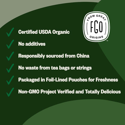 Organic Gunpowder Green Tea Loose Leaf, 453g Resealable Bulk Bag