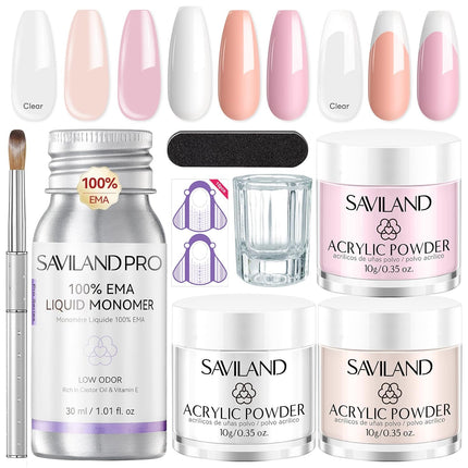 SourceToHome FuenteACasa SAVILAND Acrylic Nail Kit for Beginners: Clear Pink Nude Acrylic Powder — Home & Lifestyle