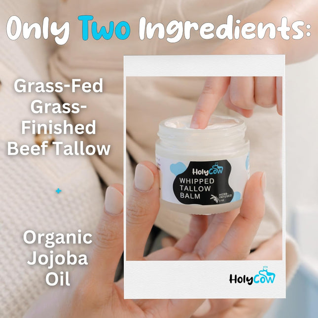 100% Grass Fed Beef Tallow Whipped Face Balm with Organic Jojoba Oil