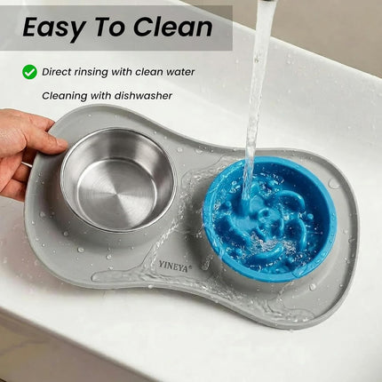 3-in-1 Stainless Steel Slow Feeder Dog Bowl Set