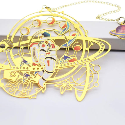 Metal Bookmark Gift - Astronaut and Moon Phases