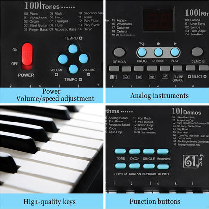 NexWave OndaNex 61 Keys Piano Keyboard, Electronic Digital Piano with Built-in Speaker — Smart Tech