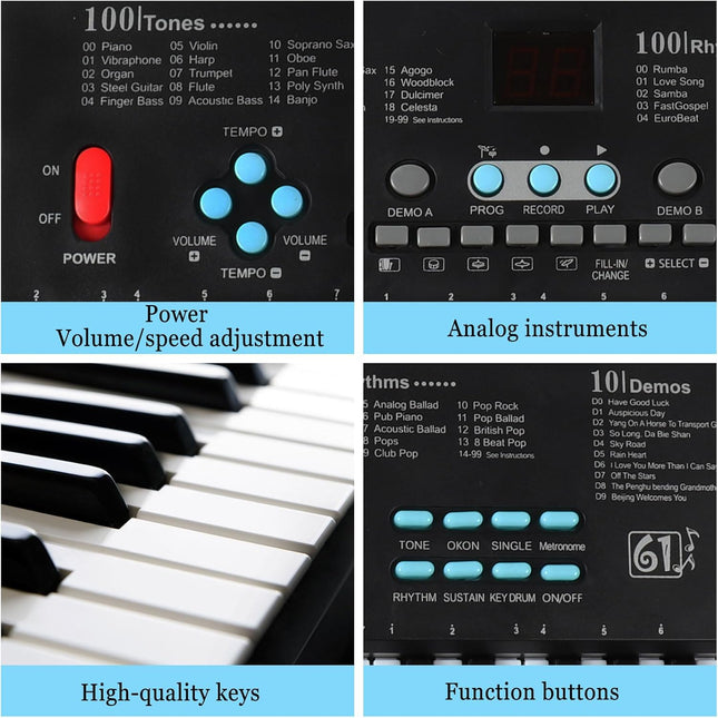NexWave OndaNex 61 Keys Piano Keyboard, Electronic Digital Piano with Built-in Speaker — Smart Tech
