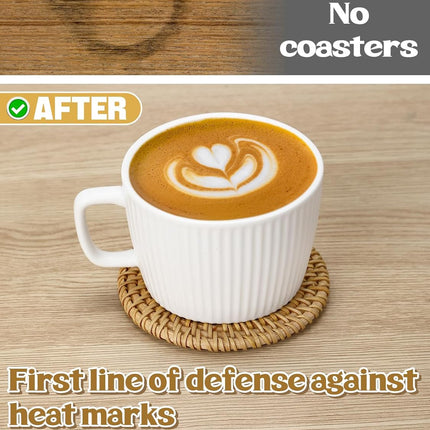 Natural Rattan Coasters with Holder
