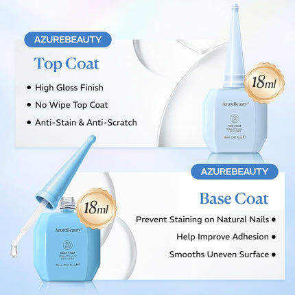 18ml Gel Base and No Wipe High Gloss Top Coat Set