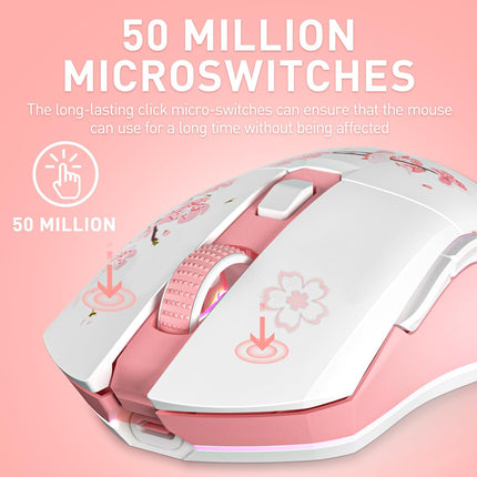 Sakura Pink Wireless Gaming Mouse with Charging Dock