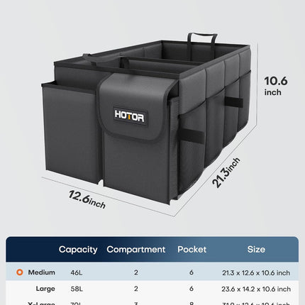Foldable Black Trunk Organizer for SUVs & Sedans, 2 Compartments