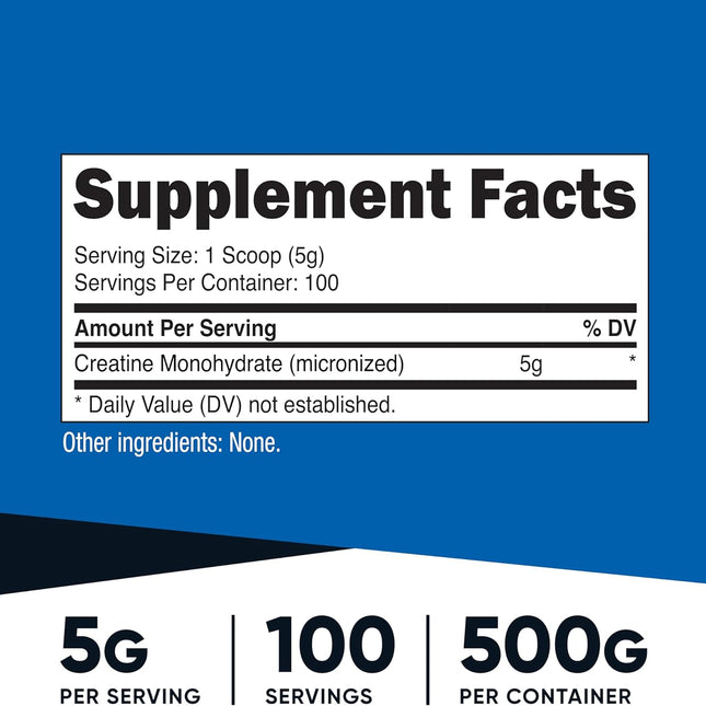 Nutricost Creatine - Supplement Facts