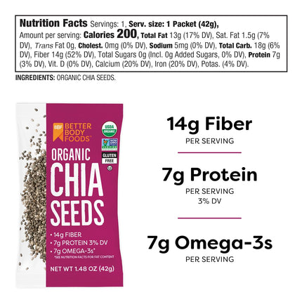 Organic Chia Seeds, 1.48 oz Packets, Pack of 24