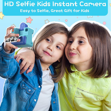 Kids Instant Print Camera with FHD Selfie Video, Blue