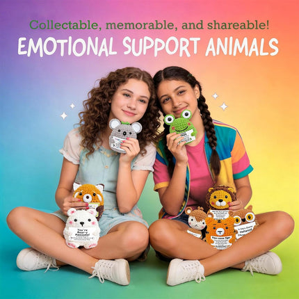 Positive Crochet Animal Plush Set with Support Messages