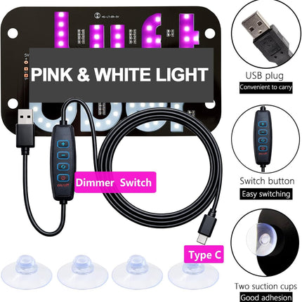 LED Light Sign for Car Windshield with 4 Suction Cups, USB A Switch Cable