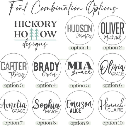 Custom Round Nursery Name Sign, Personalized Wooden Wall Plaque
