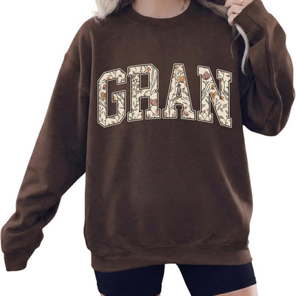 Women's Mama Grandma Auntie Floral Varsity Sweatshirt