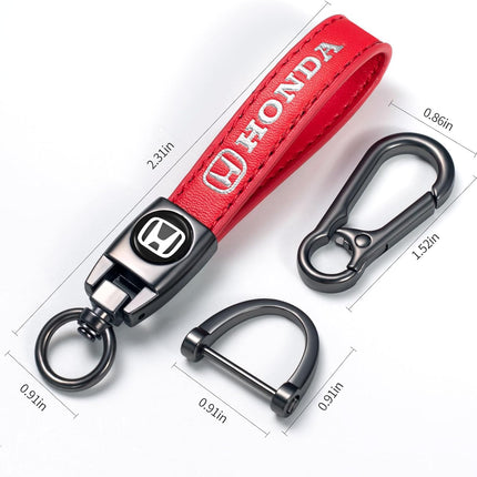 Red Braided Leather Car Keychain Key Ring