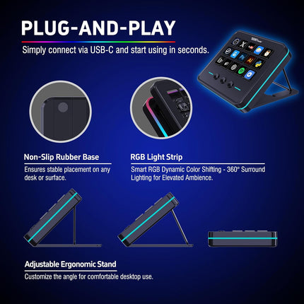 VSDINSIDE Macro Keypad, Stream Controller Deck Gaming Streaming Shortcut — Smart Tech
