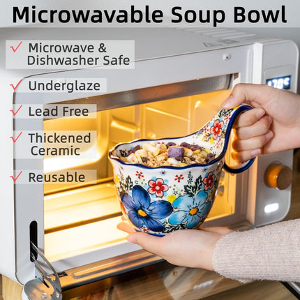 2023 Updated 18.6oz Ceramic Soup Bowl with Loop Handle