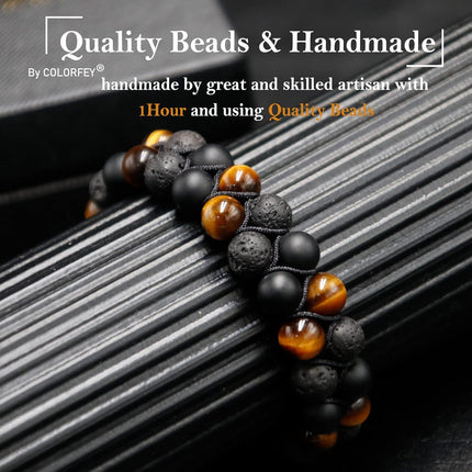 SourceToHome FuenteACasa Triple Protection Bracelet for Men Women, Genuine Premium Tiger Eye Black — Home & Lifestyle