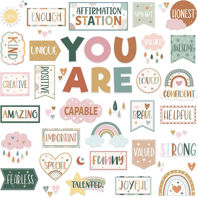45-Piece Boho Affirmation Station Bulletin Board Set