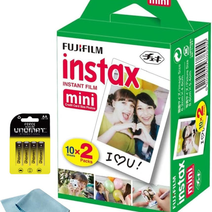 Mini Instant Film 20-Shot Pack with Cleaning Cloth & 8 AA Batteries