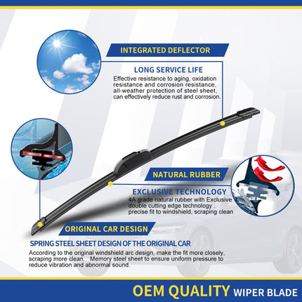 3 Wipers Factory Replacement For Original Equipment Windshield Wiper Blades (Set of 3)
