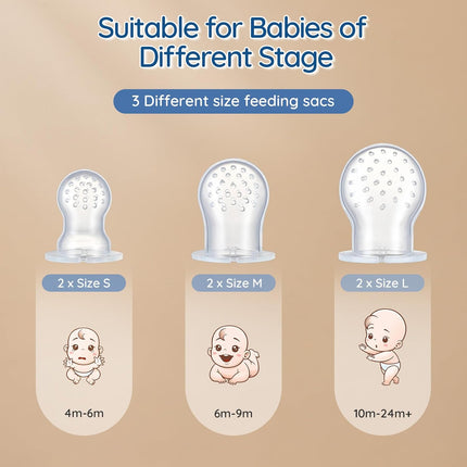2 Pack Silicone Baby Fruit Feeder with Mini Freezer Tray