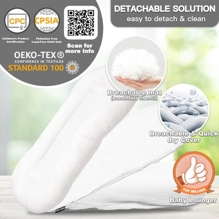 Infant Support Cushion with Muslin Cover - White
