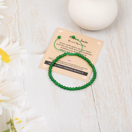 4mm Green Jade Adjustable Macrame Bracelet
