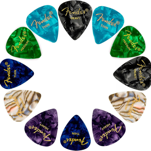 Premium Picks Sampler - 12 Pack with Thin, Medium & Heavy Gauges