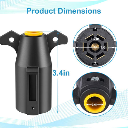 2 Pack Premium 7 Pin Trailer Plug With Built-In Brass Terminals