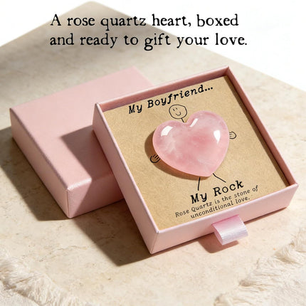 Rose Quartz Heart Pocket Hug Gift for Boyfriend