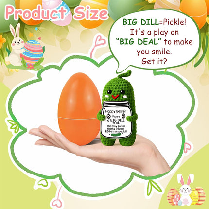 Easter Pickle Crochet Plush Doll with Egg