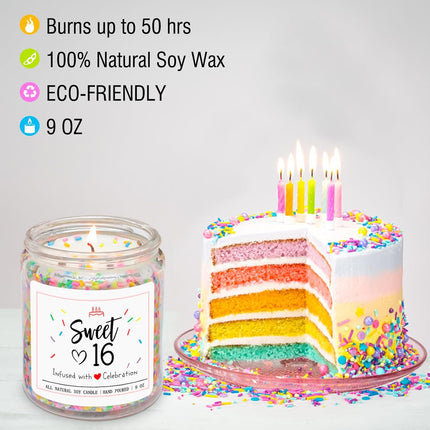 16th Birthday Vanilla Cream Scented Candle for Girls