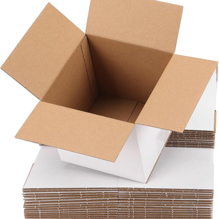 6 x 6 x 6 Inch White Corrugated Shipping Boxes, Set of 30