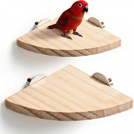 2-Piece Fan-Shaped Wood Flat Perch Set for Bird Cages
