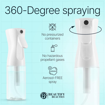 10.1 oz Continuous Mister Spray Bottle for Hair, Plants, Cleaning & Pets