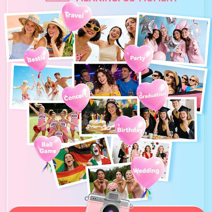 Mini Keychain Camera, 1080P Portable Digital Camera with Flip LCD & Flash, Pink 32GB