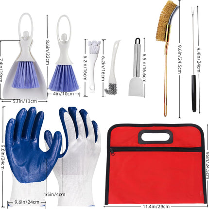 8PCS Bird Cage Cleaning Kit - Heavy Duty Set with Stainless Steel Scraper, Wire Brushes, Mini Broom & Dustpan