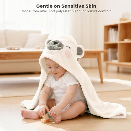 2-Pack Hooded Baby Towels, 32 in x 32 in Soft Absorbent Plush Fleece with Cute Animal Hood