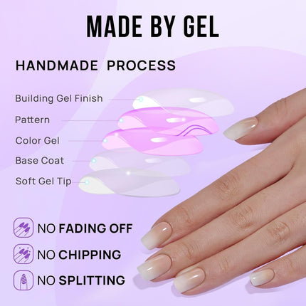 Square Ombre Soft Gel Press-On Nails - Vanilla Cream