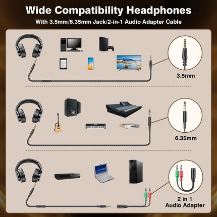 Wired Studio Headphones with 50mm Drivers