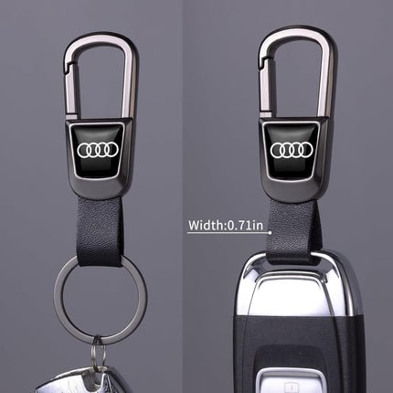 Black Braided Leather Car Keychain Key Ring