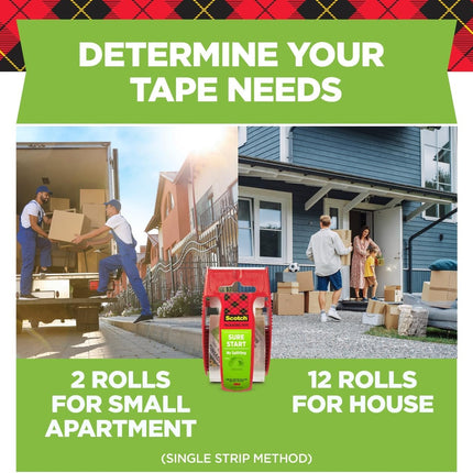 Sure Start Clear Packing Tape, Quiet Unwind, 1.88 in. x 22.2 yd., 6 Rolls with Dispensers