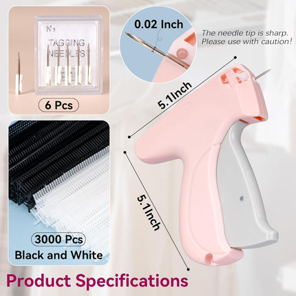 Pink Handheld Stitch Gun for Clothes with Black and White Fasteners