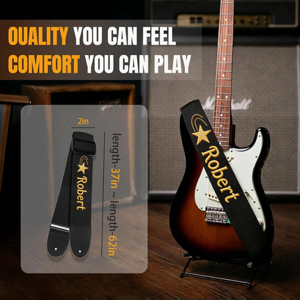 SourceToHome FuenteACasa Guitar Strap, Personalized Embroidered Guitar Strap — Home & Lifestyle